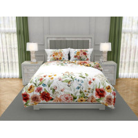 Saténové povlečení NOBILE Luční kvítí - bílé - 220x200 cm