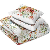 Saténové povlečení NOBILE Luční kvítí - bílé - 220x200 cm