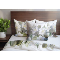 Saténové povlečení NOBILE Lekníny - bílé - 220x200 cm