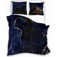 Saténové povlečení NOBILE Marble - tmavě modré - 220x200 cm