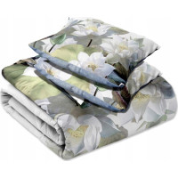 Saténové povlečení NOBILE Lekníny - bílé - 220x200 cm