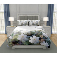 Saténové povlečení NOBILE Lekníny - bílé - 220x200 cm