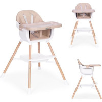 ECOTOYS Jídelní židlička 2v1 Béžová