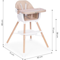 ECOTOYS Jídelní židlička 2v1 Béžová