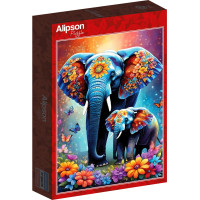 ALIPSON Puzzle Mateřská láska: Sloni 1000 dílků