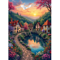 ALIPSON Puzzle Vesnice u vody 500 dílků