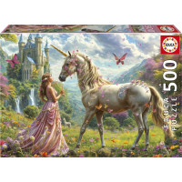 EDUCA Puzzle Víla, jednorožec a motýlci 500 dílků