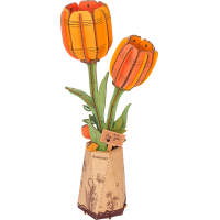 ROBOTIME Rowood 3D dřevěné puzzle Oranžové tulipány 76 dílků