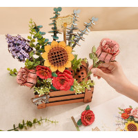 ROBOTIME Rowood 3D dřevěné puzzle Truhlík s květinami 658 dílků