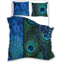 Saténové povlečení NOBILE Peacock - modré/zelené - 140x200 cm