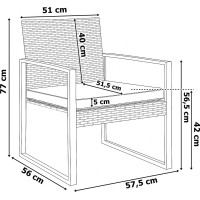 Sestava zahradního nábytku COFFI (stůl + 2 křesla) - černá