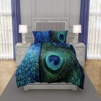Saténové povlečení NOBILE Peacock - modré/zelené - 140x200 cm