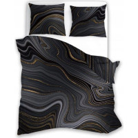 Saténové povlečení NOBILE MIneral - černé/zlaté - 140x200 cm