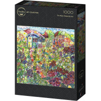 GRAFIKA Čtvercové puzzle Modrá chaloupka 1000 dílků