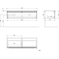 Sapho KERALA umyvadlová skříňka 140x35x47, 5cm, 1x zásuvka, agila KR140-4343