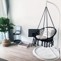 Závěsné houpací BOHO křeslo s polštářem - černé/šedé