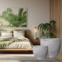 Sada BOHO košů z mořské trávy - 3 kusy - šedá