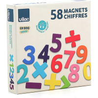 Vilac Dřevěné magnetické číslice 58 ks