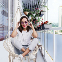 Závěsné houpací BOHO křeslo - ecru