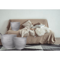 Sada BOHO košů z mořské trávy - 3 kusy - šedá