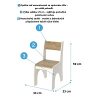 Výškově nastavitelný dětský stolek se židličkou