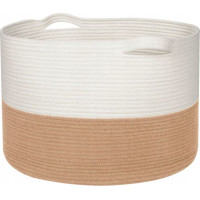 Bavlněný koš BOHO - 55 cm - přírodní/bílý