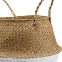 BOHO koš z mořské trávy - 32x28 cm - přírodní/bílý