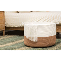 Bavlněný koš BOHO - 55 cm - přírodní/bílý