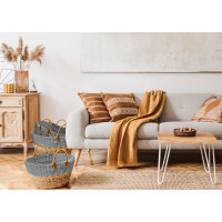 Sada BOHO košů z mořské trávy - 3 kusy - přírodní/šedá