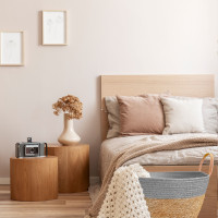 Sada BOHO košů z mořské trávy - 3 kusy - přírodní/šedá