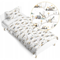 Dětské bavlněné povlečení 140x200 cm BABYMAM PREMIUM - Stavební stroje