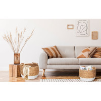 Sada BOHO košů z mořské trávy - 2 kusy - přírodní/bílá
