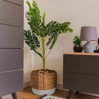 Sada BOHO košů z mořské trávy - 2 kusy - přírodní/bílá