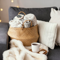 Sada BOHO košů z mořské trávy - 3 kusy - přírodní
