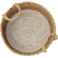 Sada BOHO košů z mořské trávy - 2 kusy - přírodní/bílá
