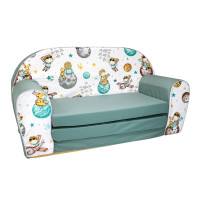 Dětská rozkládací MINI pohovka Malý princ - bílá/mátová