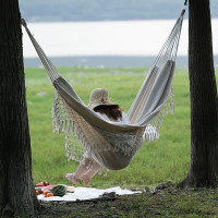 Pletená houpací síť BOHO - ecru