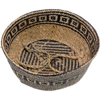 BOHO Ethnic koš z mořské trávy - 25x28 cm - přírodní/černý