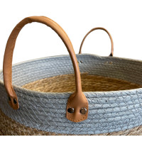 Sada BOHO košů z mořské trávy - 3 kusy - přírodní/šedá