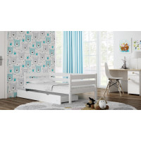 Dětská postel z masivu KARAS 2 - 180x90 cm, bílá + dva malé šuplíky