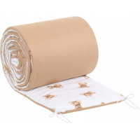 Ochranný mantinel do postýlky 180x30 cm BABYMAM PREMIUM - Medvídek Teddy - bílý/skořicový