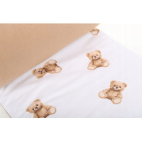 Ochranný mantinel do postýlky 180x30 cm BABYMAM PREMIUM - Medvídek Teddy - bílý/skořicový