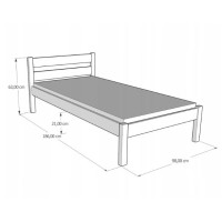 Dětská postel z masivu KARAS 2 - 180x90 cm, bílá + dva malé šuplíky