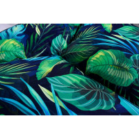 Voděodolný sedací MAXI polštář 100x15 cm do závěsného křesla - monstera/tmavě modrý