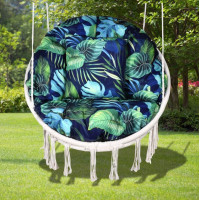 Voděodolný sedací MAXI polštář 100x15 cm do závěsného křesla - monstera/tmavě modrý