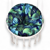 Voděodolný sedací MAXI polštář 100x15 cm do závěsného křesla - monstera/tmavě modrý
