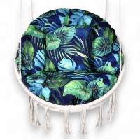 Voděodolný sedací MAXI polštář 100x15 cm do závěsného křesla - monstera/tmavě modrý