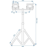 Halogenová LED stavební svítilna na stojanu RSL005-2x50W
