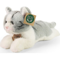 Rappa Plyšová kočka ležící šedá 20 cm ECO-FRIENDLY
