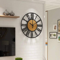 Nástěnné hodiny Loft kulaté 35 cm - kov/dřevo